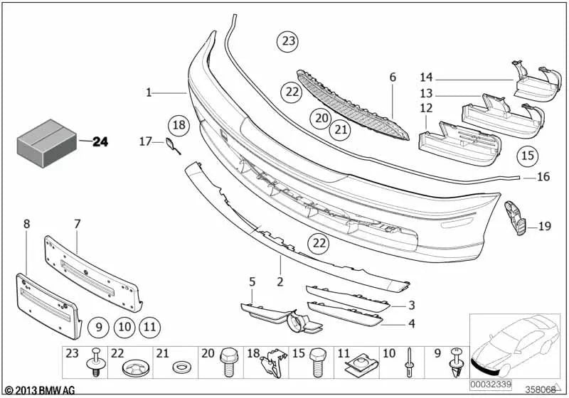 Tampa esquerda para BMW 3 E46 Series (OEM 51118234825). BMW original