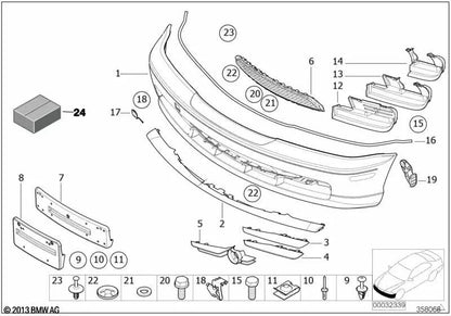Tampa esquerda para BMW 3 E46 Series (OEM 51118234825). BMW original