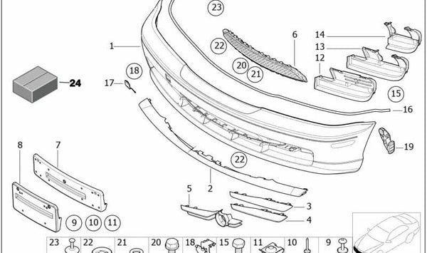 Tapa embellecedora izquierda OEM 51118234823 para BMW E46 {316Ci, 318Ci} compatibles. Pieza original BMW.
