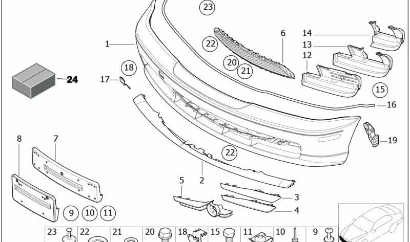 Paragolpes delantero imprimado OEM 51118218172 para BMW E46. Compatible con todos los modelos E46. Pieza original BMW.