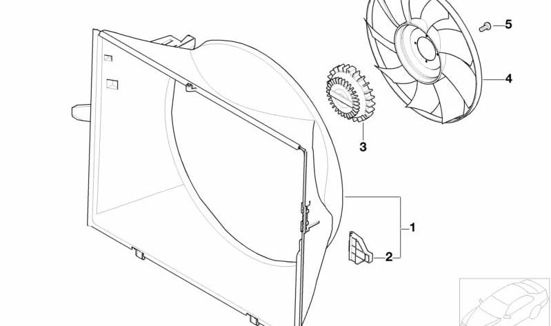 Carcasa del ventilador OEM 17117507978 para BMW E65, E66. Original BMW.