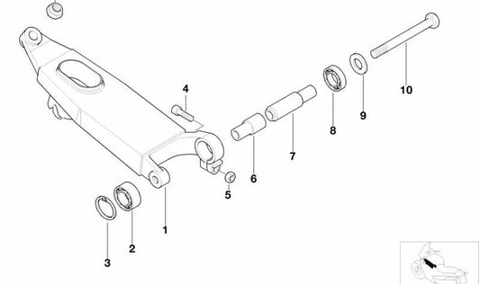 Brazo longitudinal delantero OEM 31422321294 para motos BMW K1200GT, K1200RS, K1200LT. Original BMW Motorrad.