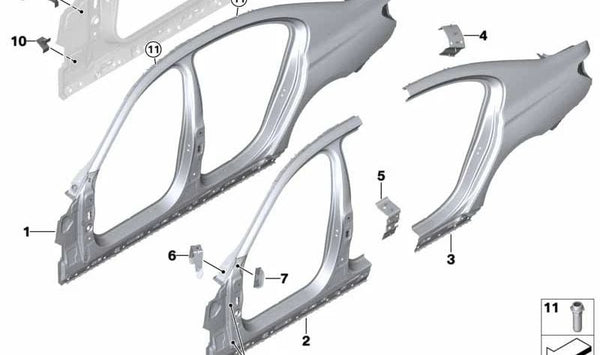 Soporte lateral de la pared A-Pilar OEM 41217421749 para BMW G11, G12. Original BMW.
