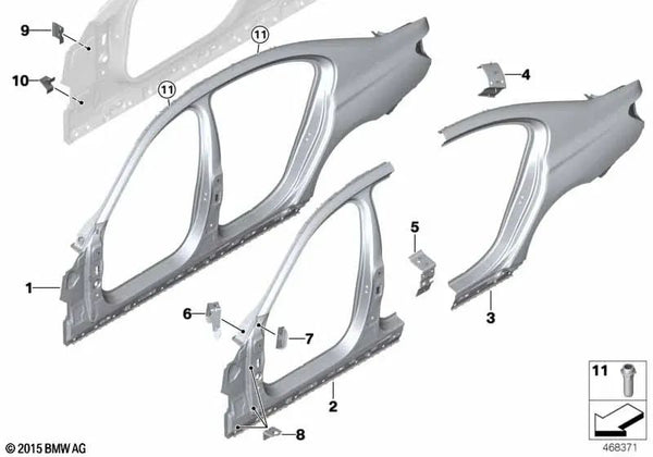 Panel lateral derecho para BMW G12, G12N (OEM 41007413124). Original BMW