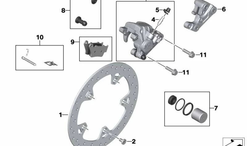 Juego de pastillas de freno trasero OEM 34211542645 para motos BMW C 400 GT, C 400 X. Original BMW Motorrad.