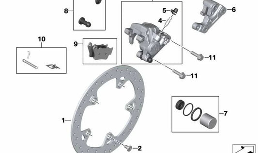 Juego de pastillas de freno trasero OEM 34211542645 para motos BMW C 400 GT, C 400 X. Original BMW Motorrad.