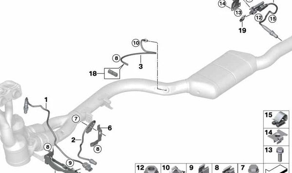 Soporte de cableado para sonda lambda OEM 11787585924 para BMW E81, E87, E88, E90, E91, E92, E93. Original BMW.