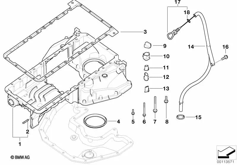 Führungsrohr per BMW 5 E60 Series, E60N, E61, E61N Series 6 E63, E63N, E64, E64N Series 7 E65, E66 (OEM 11437549634). BMW originale