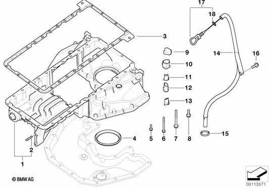 Führungsrohr per BMW 5 E60 Series, E60N, E61, E61N Series 6 E63, E63N, E64, E64N Series 7 E65, E66 (OEM 11437549634). BMW originale
