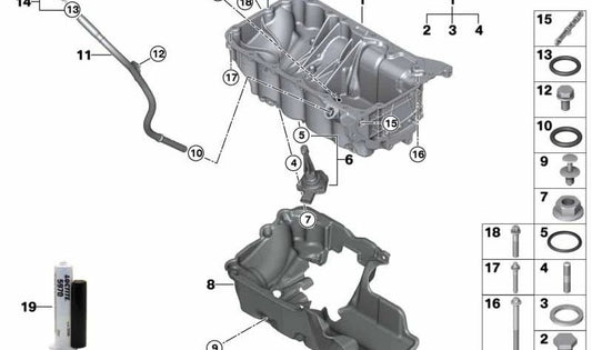 Varilla medidora de aceite OEM 11438513864 para BMW F10, F11, F39, F45, F46, F48 y MINI F54, F55, F56, F57, F60. Original BMW y MINI.