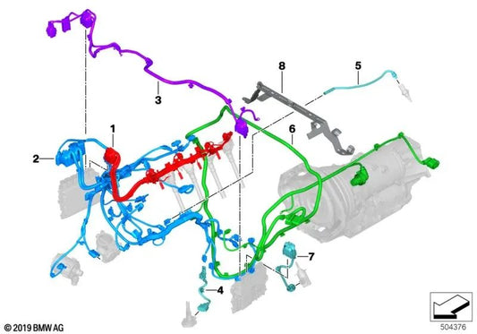 Mazo de cables motor sistema de sensores OEM 12518469024 para BMW X5 M F95, X6 M F96. Original BMW.