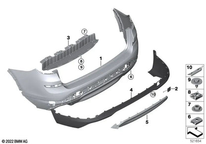 Stampare l'alloggiamento del paraurti posteriore per BMW F26 (OEM 5112738989). BMW originale.