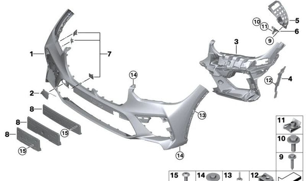 Soporte para faro antiniebla derecho OEM 51118069918 para BMW X5M F95, X6M F96. Original BMW.