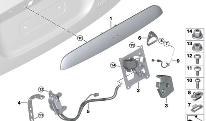 Cerradura derecha de tapa del maletero OEM 51247195100 para MINI Cabrio R57, R57 LCI, F57, F57 LCI, F57 BEV, F67. Original MINI.