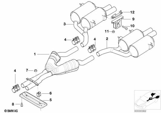 Silenciador traseiro esquerdo para BMW 5 E39 Series (OEM 18101406815). BMW original