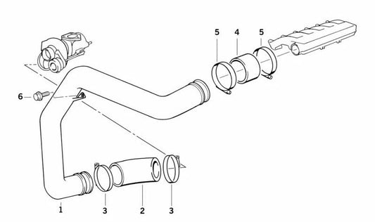 Tubo de admisión sin válvula EGR OEM 11612244426 para BMW E36 325td y BMW E34 525td. Original BMW.