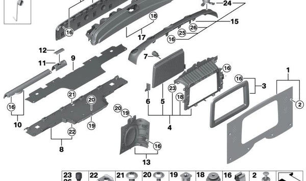 Revestimiento separador maletero OEM 51472759722 para MINI R55, R56, R57, R58, R59. Original MINI.