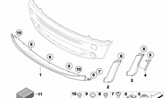 Luz de posición lateral delantera derecha OEM 63147165870 para MINI R50, R53, Cabrio R52. Original MINI.