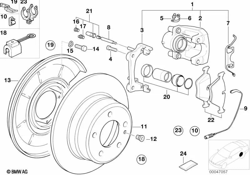 Haltefeder para BMW E30, E28, E24, E23 (OEM 34211153199). Original BMW