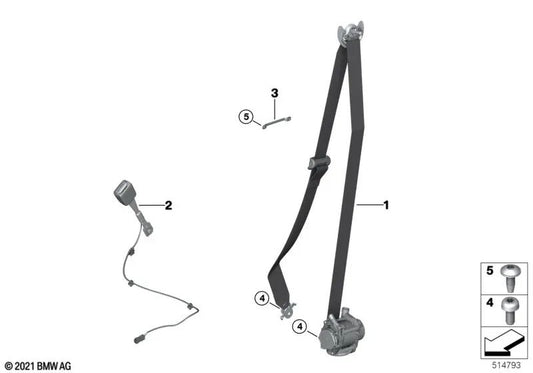 Front right upper belt for BMW i I20 (OEM 72117911594). Original BMW