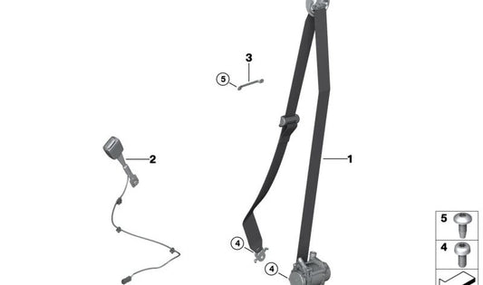 Cinturón de seguridad delantero derecho OEM 72117911596 para BMW iX (I20). Original BMW.