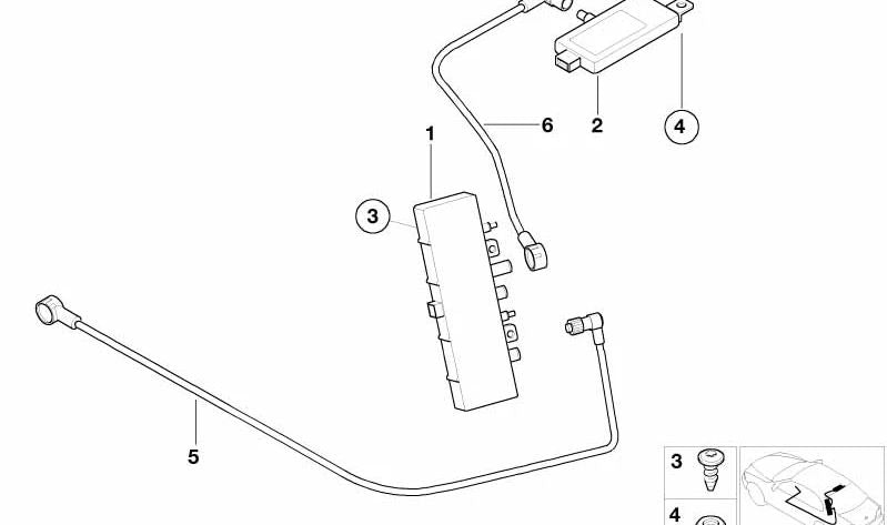 Amplificador de antena lateral OEM 65268368878 para BMW E39. Mejora la recepción de radio. Solo compatible con modelos E39. Original BMW.