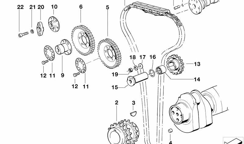 Piñón de árbol de levas de escape OEM 11311317964 para BMW E34. Original BMW.