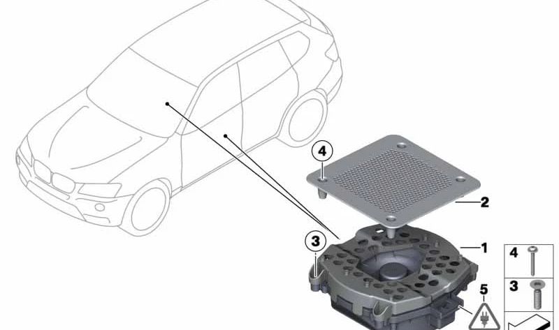 Altavoz subwoofer central (Zentralbass) OEM 65136811918 para BMW X3 (F97, G01, G01N, G08, G08N) y X4 (F98, G02, G02N). Original BMW.