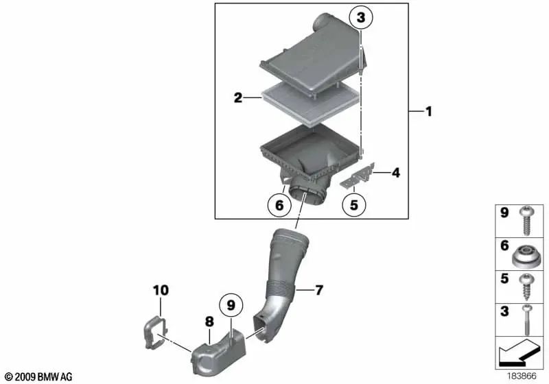 Assunzione di rumore di ammissione per BMW 5 F10 Series, F11, F18 Serie 6 F06, F12, F13 (OEM 13717604404). BMW originale