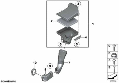 Assunzione di rumore di ammissione per BMW 5 F10 Series, F11, F18 Serie 6 F06, F12, F13 (OEM 13717604404). BMW originale