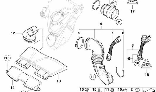 OEM air mass meter 13628506409 for BMW E90N, E91N, E92N, E93N, E84. Original BMW piece.