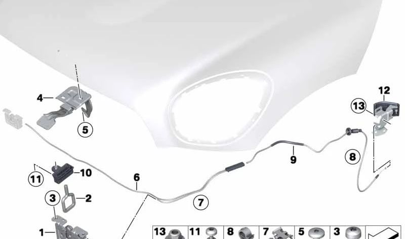 Cable Bowden delantero OEM 51239801597 para MINI Countryman R60, Paceman R61. Original MINI.