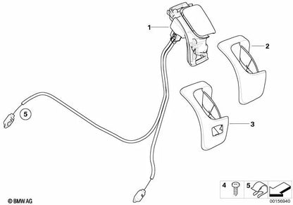 Blende Entriegelung derecha para BMW E81, E82, E88, E92, E92N (OEM 52106985582). Original BMW.
