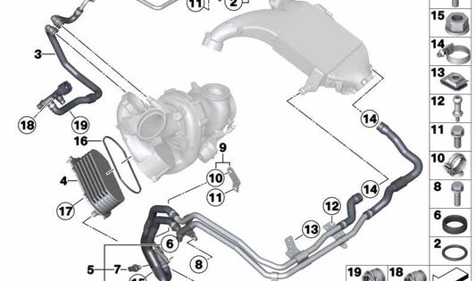 Soporte OEM 11538517181 para BMW F10, F11, F01, F02, E70, F15, E71, F16. Compatible con motor y sistema de refrigeración. Original BMW.
