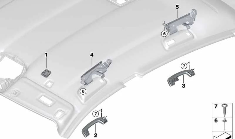 Left rear roof handle 51169137193 for BMW F07. Original BMW.