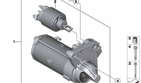 Motor de arranque OEM 12417616698 para MINI R55, R56, R57, R58, R59, R60, R61. Compatible con versiones Cooper y Cooper S. Original MINI.