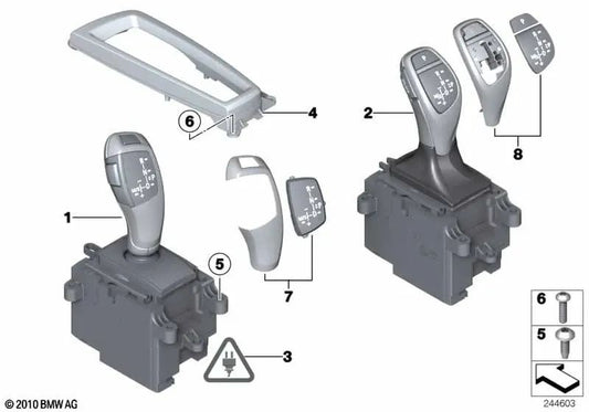 Set von Getriebehebelbeschichtungen für BMW 5 F07 -Serie, F10, F11 Serie 7 F01, F02 (OEM 613192044484). Original BMW