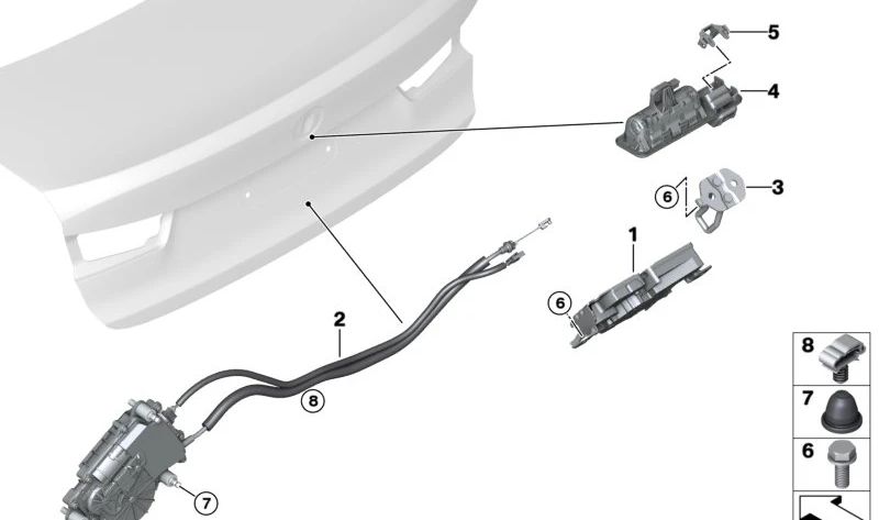 Soft closing system for BMW G20, G21, G28, G80, G81, G26 (OEM 51247430626). Original BMW
