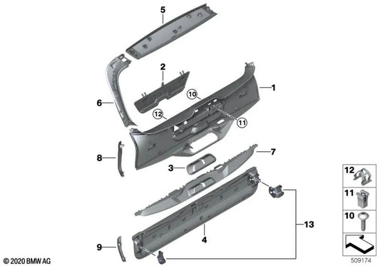 Copertina posteriore centrale per BMW G07, G07N (OEM 51497481251). BMW originale.