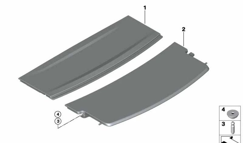 Bandeja de carga trasera color oyster OEM 51477328070 para BMW Serie 3 F34 y F34N. Original BMW.