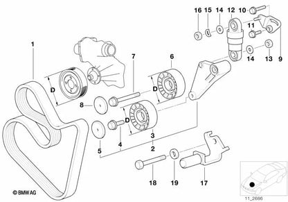 Spannrad para BMW Serie 5 E34, E39 Serie 7 E32, E38 Serie 8 E31 (OEM 11281731220). Original BMW.
