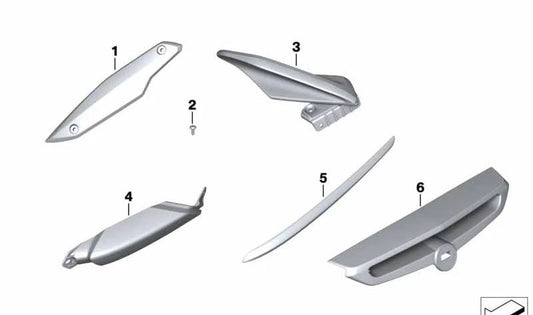 Aleta defletora de ar cromada direita OEM 46637727536 para motocicletas BMW K 1600 GT, K 1600 GTL. Originais BMW Motorrad.