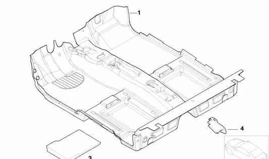Soporte distanciador revestimiento fondo OEM 51477038128 para MINI R50, R52, R53. Original MINI.
