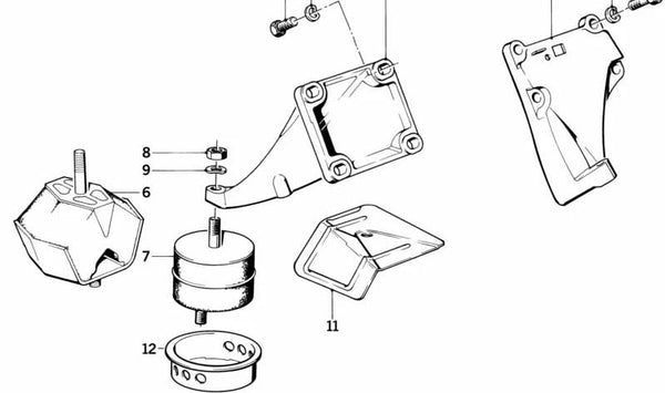 Soporte Silentblock Izquierdo OEM 11811129811 para BMW E28, E24 y E23. Original BMW.