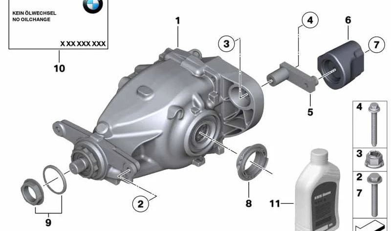 Diferencial trasero OEM 33107636994 para BMW F25, F26, F15, F16. Original BMW.