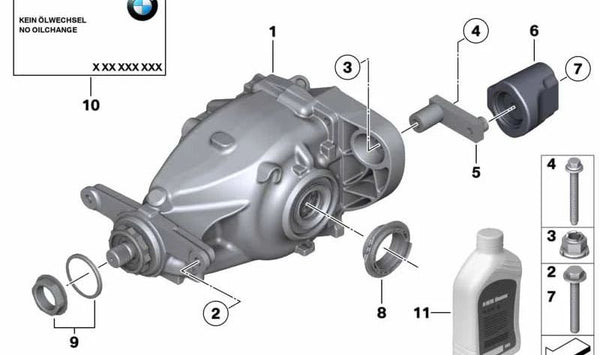 Diferencial trasero OEM 33107636994 para BMW F25, F26, F15, F16. Original BMW.