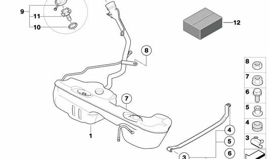 Abrazadera de sujeción OEM 16116757172 para BMW E46. Original BMW.