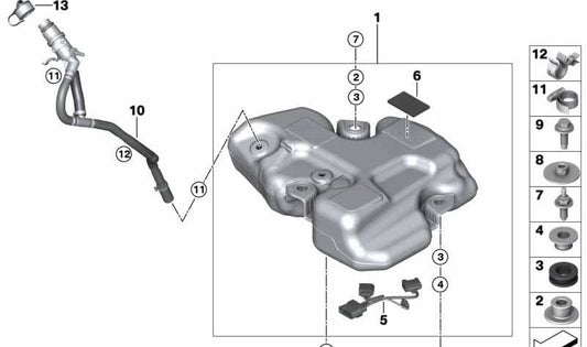 Soporte de tubo OEM 13907506771 para BMW E60, E60N, E61, F07, F07N, F10, F10N, F11, F11N, F06, F06N, F12, F12N, F13, F13N, F01, F01N, F02, F02N, F04, E83, E83N, F25, E70N, F15, E71, E72, F16. Original BMW.