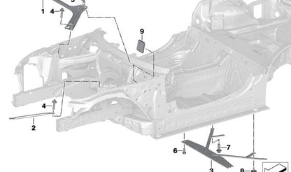 Barra de refuerzo de cúpula izquierda OEM 51617426097 para BMW Z4 G29. Refuerzo original de carrocería. Original BMW.