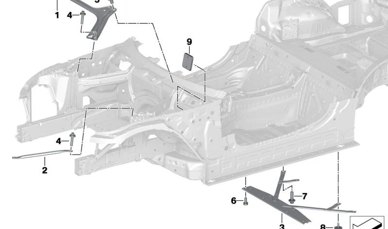 Barra refuerzo torreta delantera OEM 51617423344 para BMW Z4 G29 (modelos: M40i, sDrive20i). Mejora rigidez del chasis. Original BMW.
